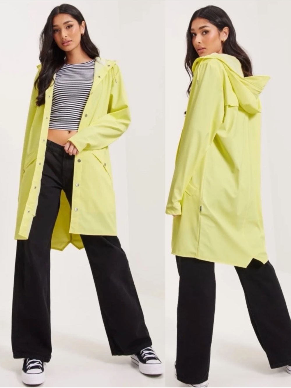 NWT RAINS Yellow Straw Long Jacket Waterproof Unisex Rain Coat Medium M